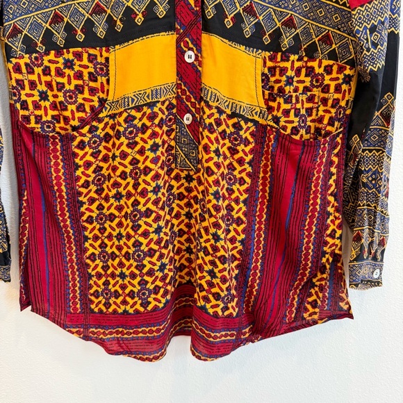 Plenty By Tracey Reese Women’s Vibrant Tribal Printed Button Down Blouse Size XS - Picture 4 of 15